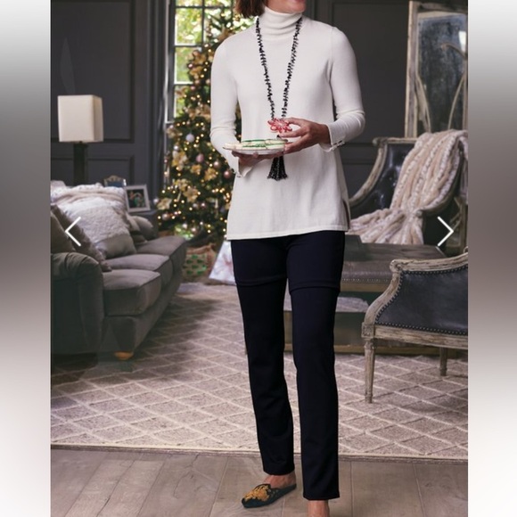 Soft Surroundings White Perfect Ponte Straight Leg Pants | Size L - Picture 1 of 11